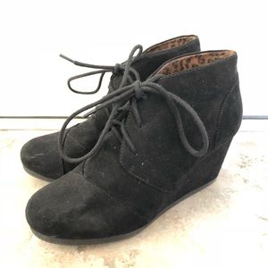 Black wedge booties